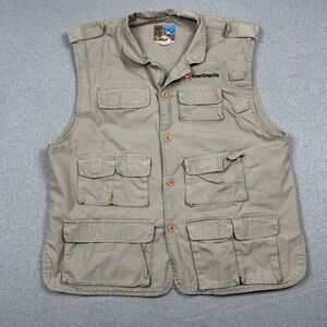 RIO‎ BRAVO Tan Cotton Fly Fishing Tackle Vest Jacket - Adult Large Beige